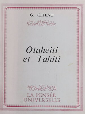 cover image of Otaheiti et Tahiti